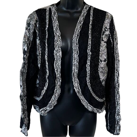 Sandy Starkman Black White Metallic Blazer - Picture 1 of 10
